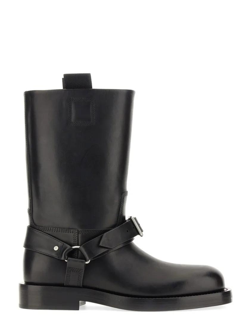 Burberry Boots - Knee-High Saddle Boots With Buckle Detail in zwart