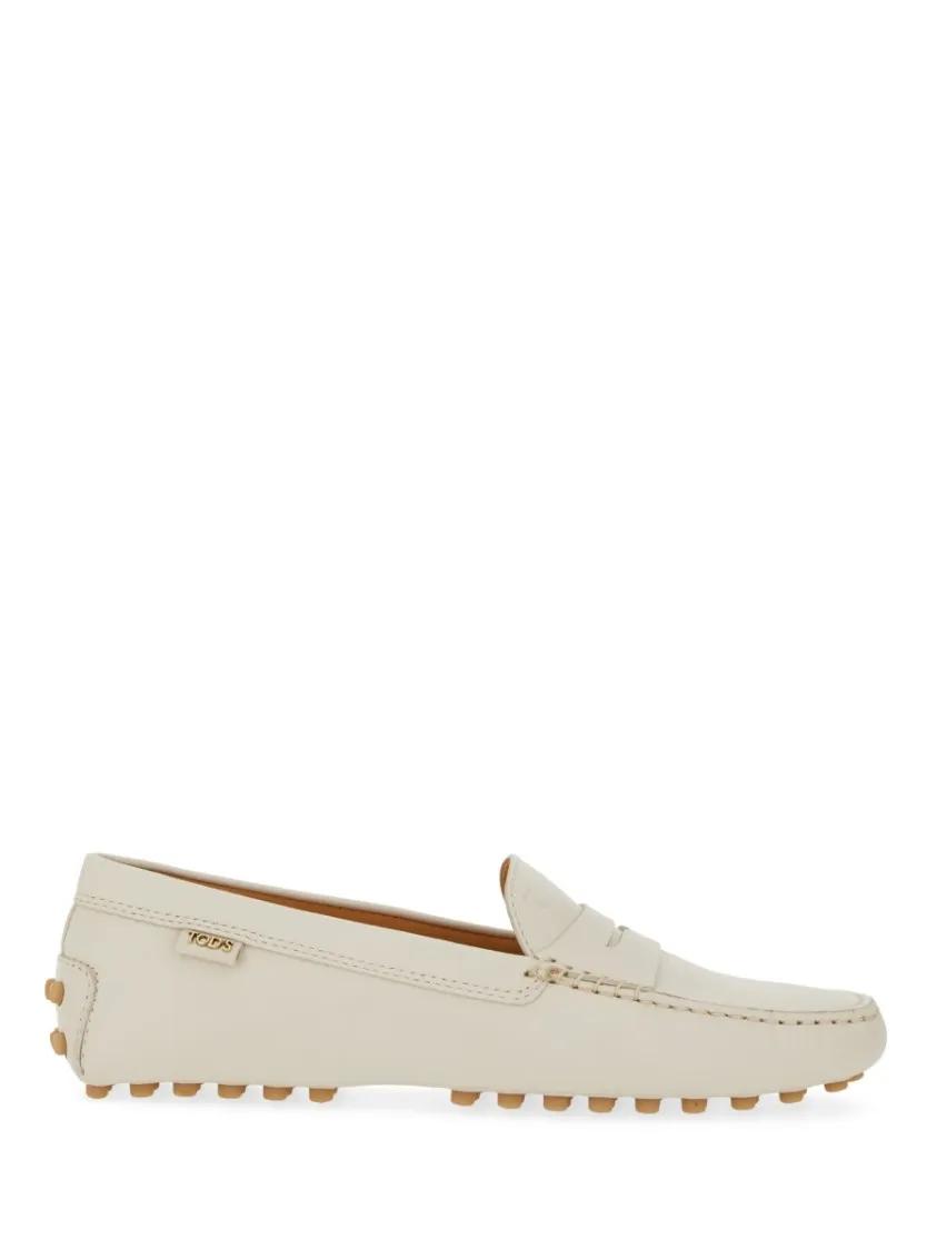 - Calfskin Leather Loafers in beige