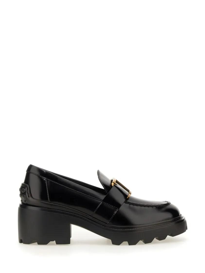 - Calfskin Leather Loafers in zwart