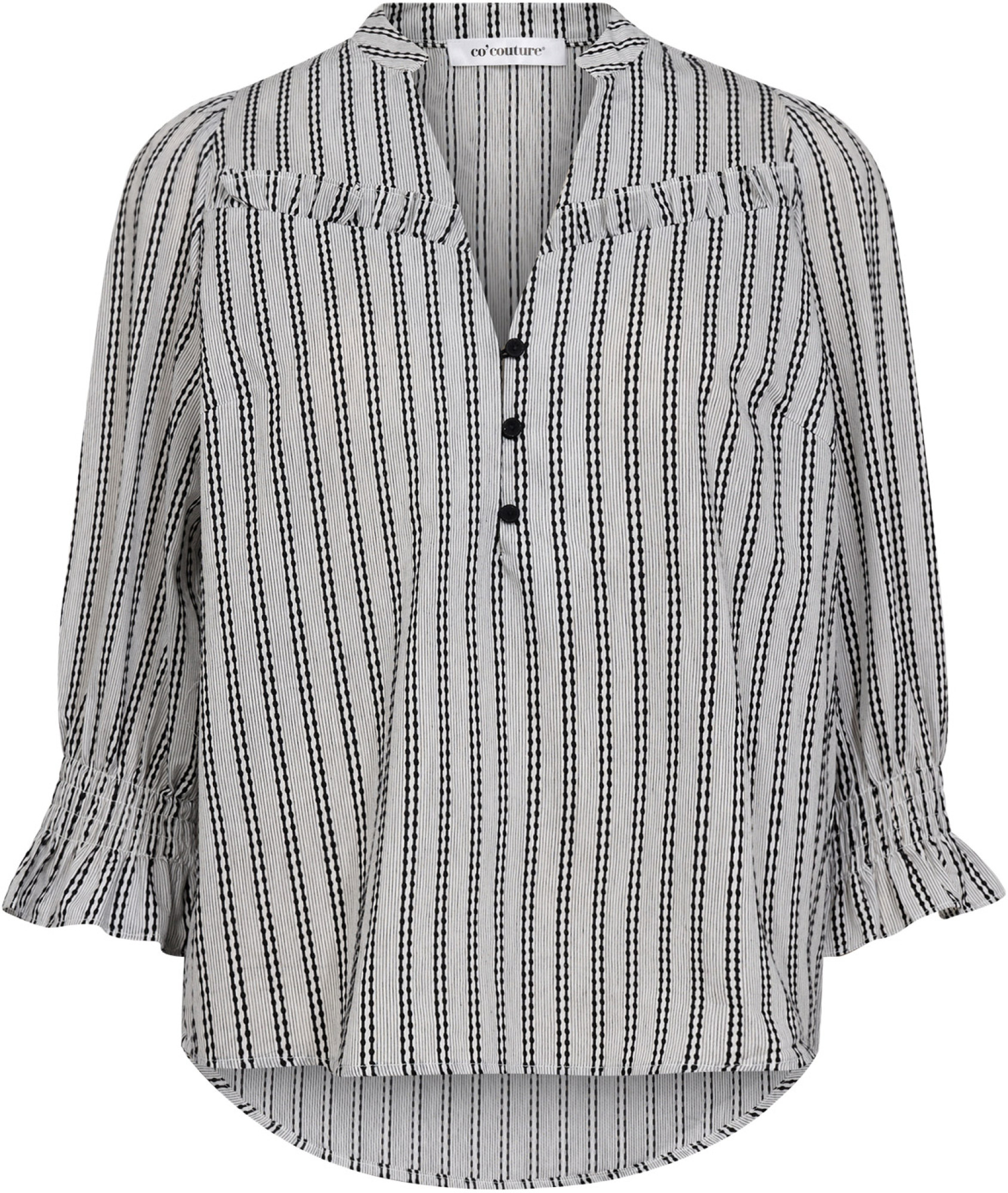 Co'Couture Noracc frill ss blouse white black