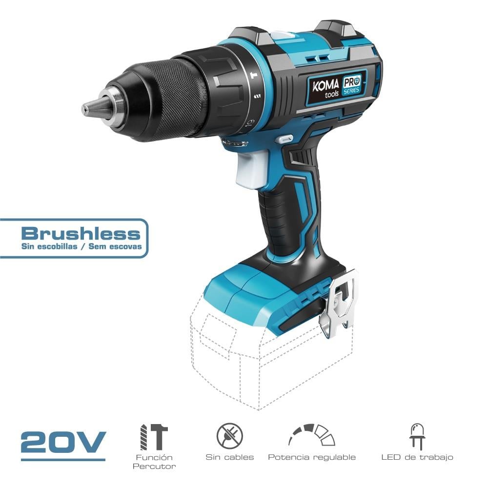 Enzo Koma tools accu boormachine | Koolborstelloos | 20V | zonder accu - 6490105