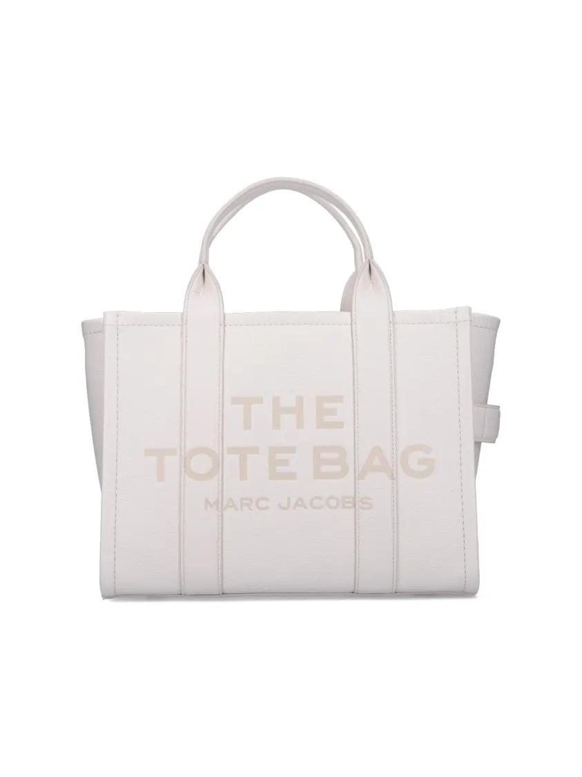 Marc Jacobs Shoppers & Totes - Medium 'The Leather' Tote Bag - White in wit