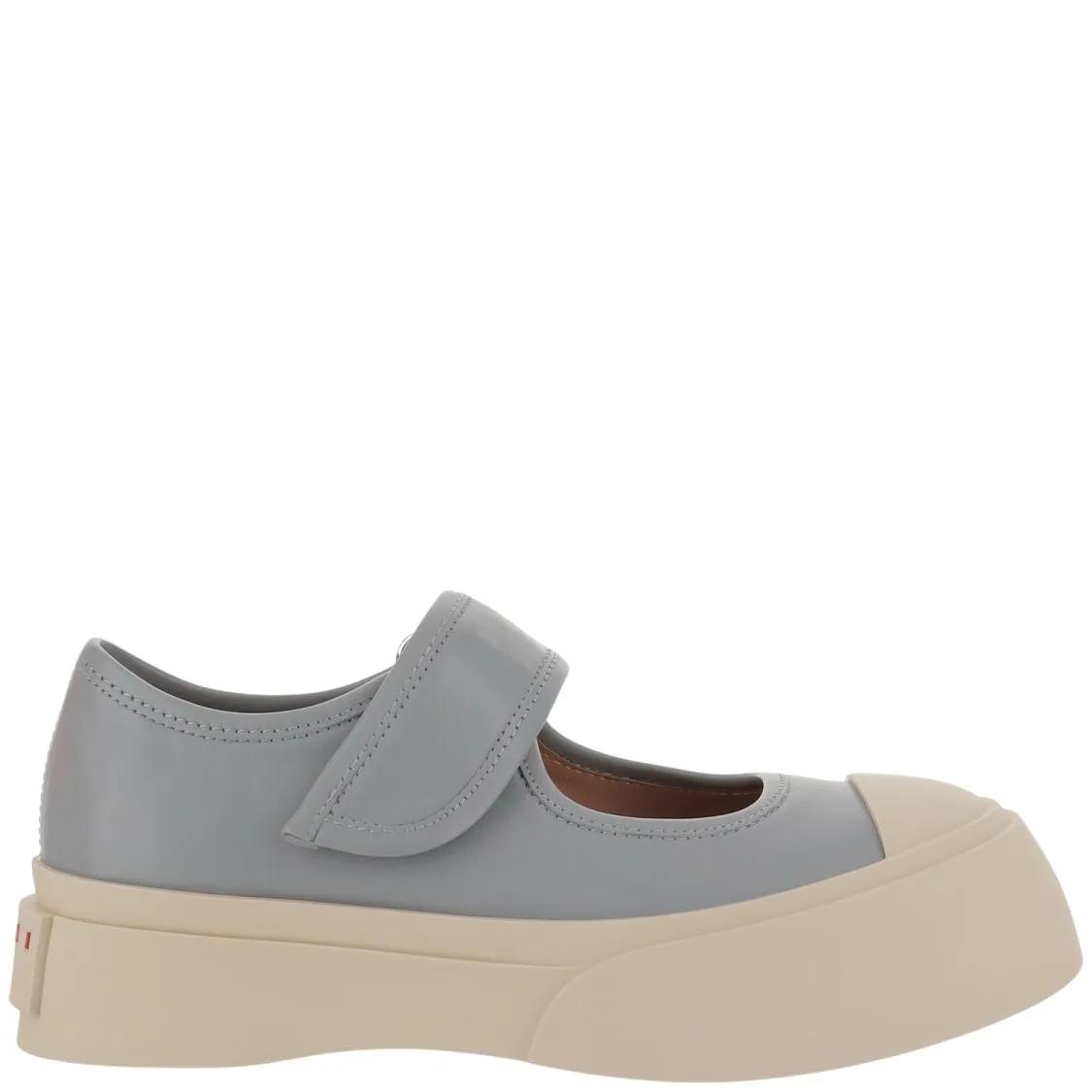 Marni Low-Top Sneakers - Leather Mary Jane Sneakers in grijs