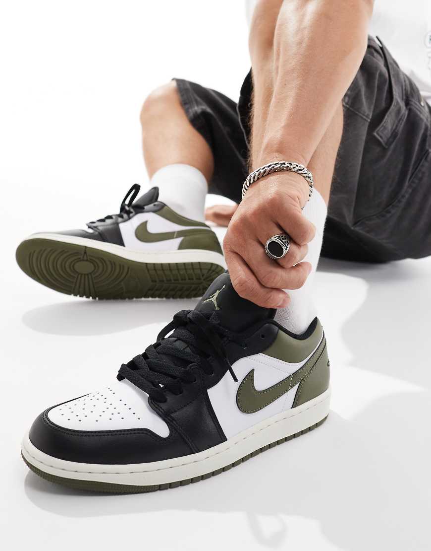 Nike - Air Jordan 1 Low - Sneaker in Weiß, Grün und Schwarz