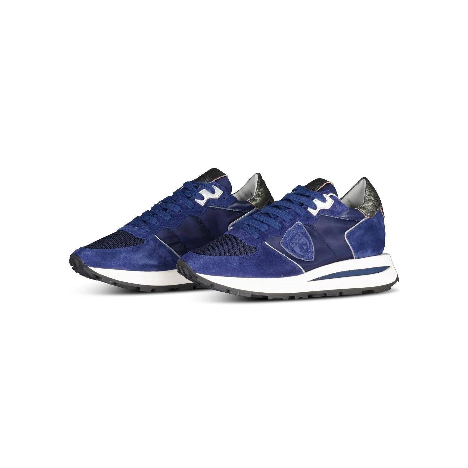 Philippe Model Low-Top Sneakers - Calf Leather Sneakers With Textured Accents in blauw