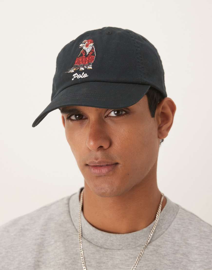 Polo Ralph Lauren - Baseball-Kappe aus Twill in Schwarz mit Dog-Logo