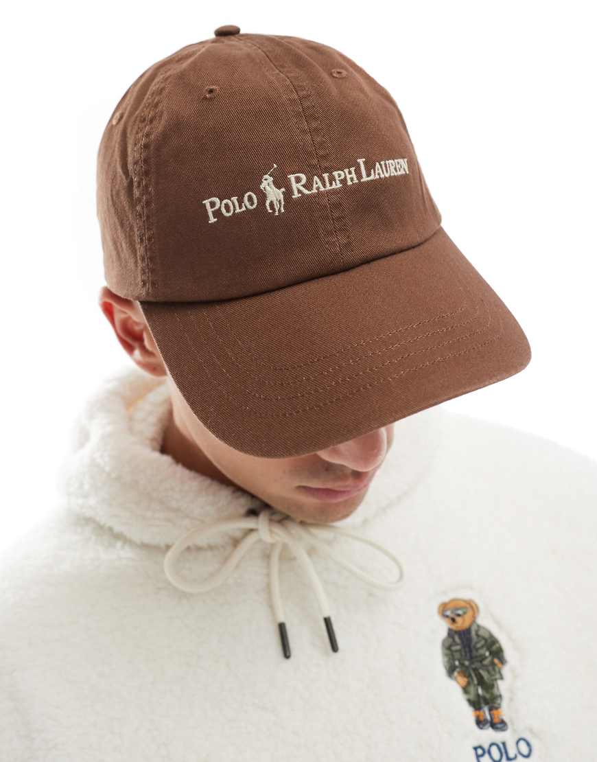 Polo Ralph Lauren - Baseballkappe aus Stretch-Twill in Braun mit großem Markenlogo