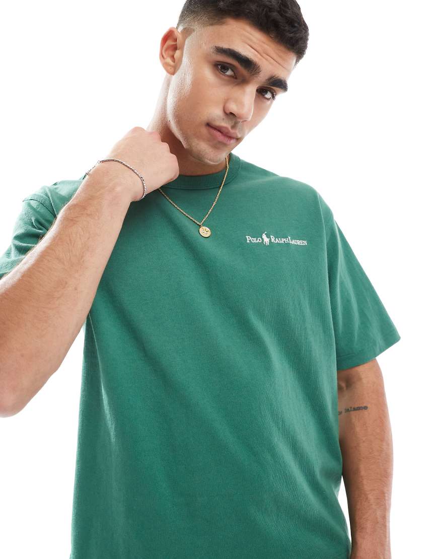 Polo Ralph Lauren - Lässig geschnittenes T-Shirt in Dunkelgrün mit Polospieler-Logoschriftzug
