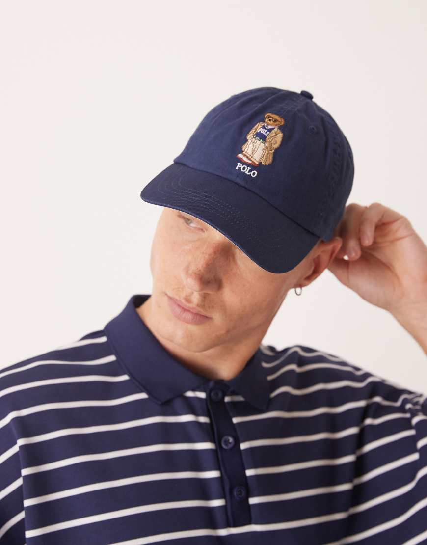 Polo Ralph Lauren - Retro-Baseballkappe aus Twill in Marineblau mit Bären-Logo