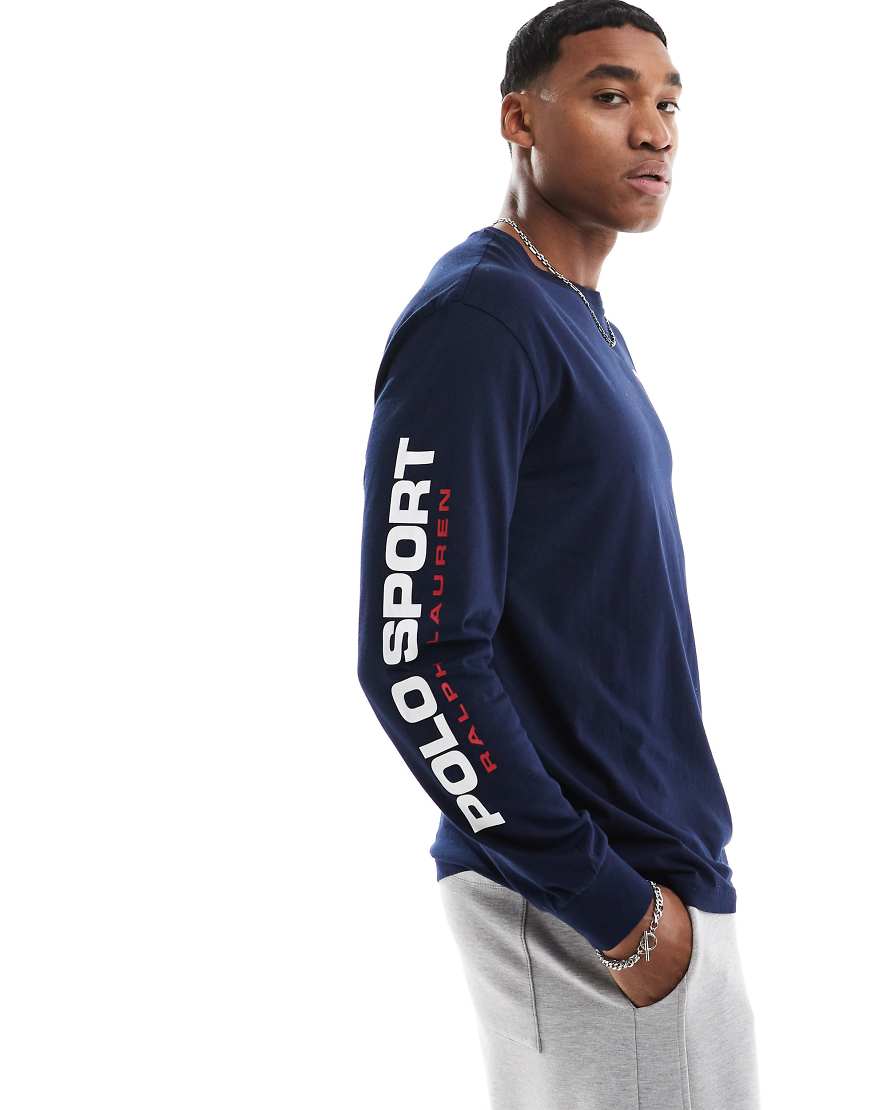 Polo Ralph Lauren - Sports Capsule - Langärmliges Shirt in Marineblau mit Logo