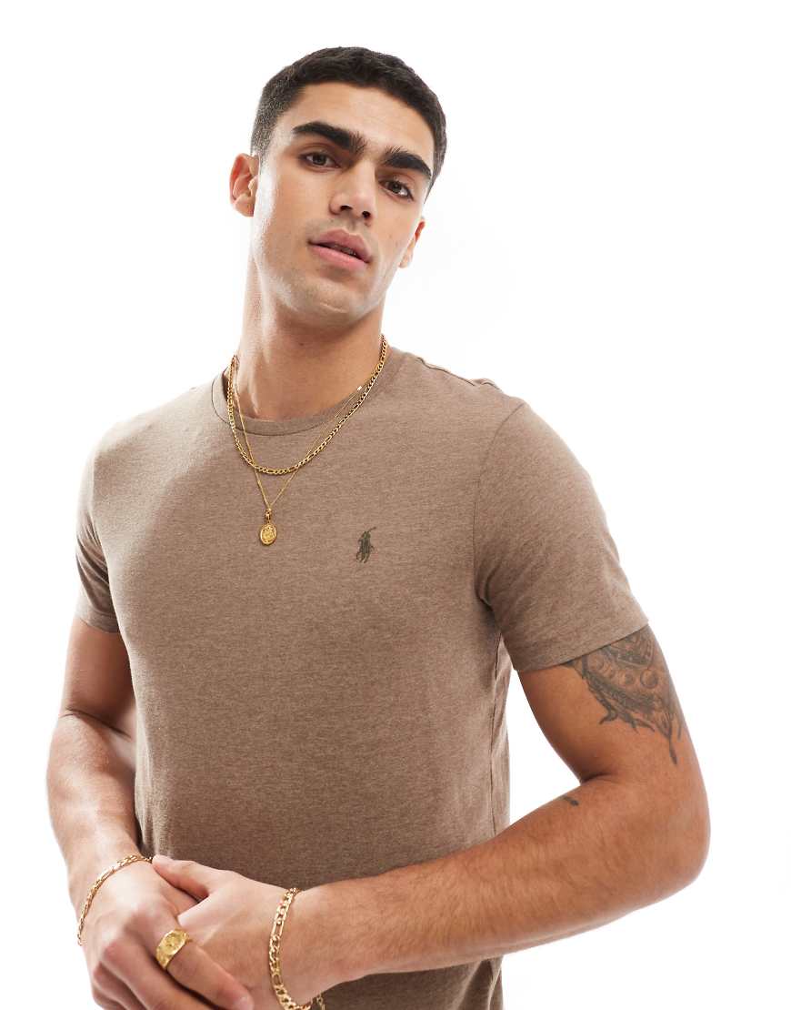 Polo Ralph Lauren - T-Shirt in meliertem Braun mit Markenlogo