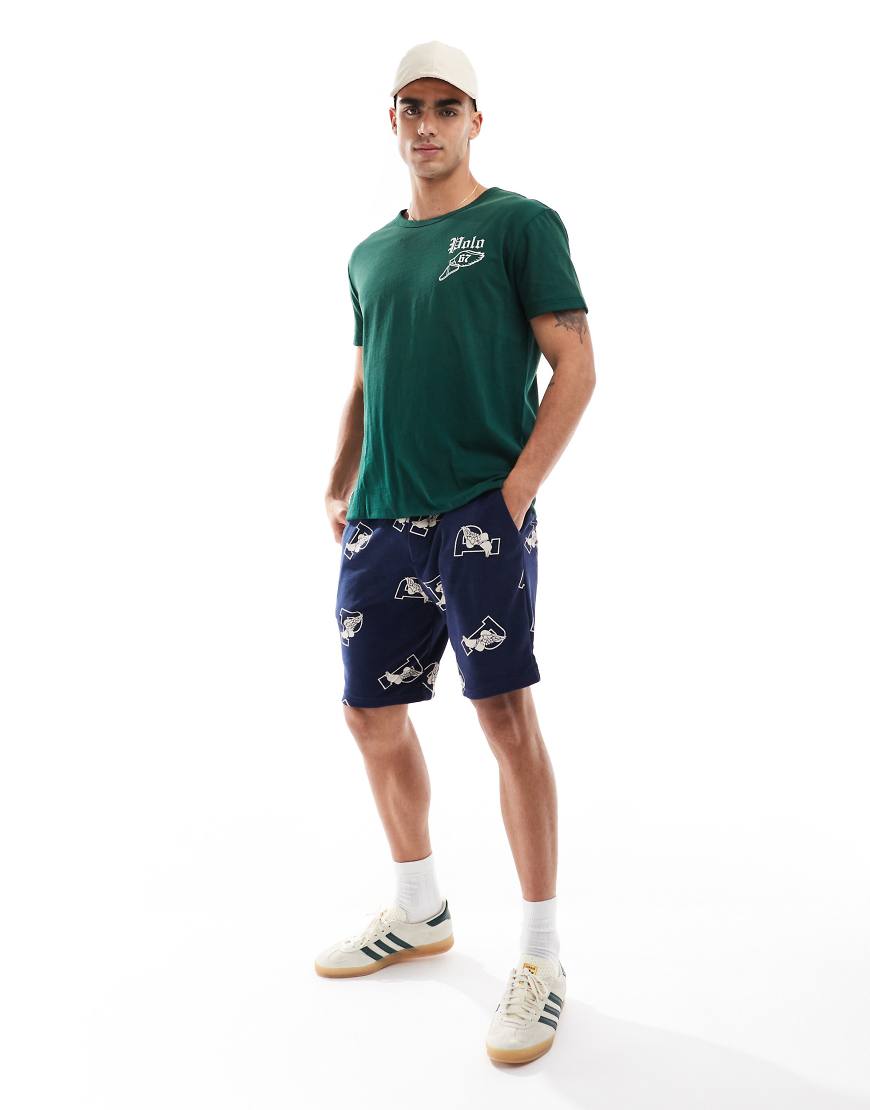 Polo Ralph Lauren - Wendbares Ringer-T-Shirt in Dunkelgrün/Gold mit klassischem Oversize-Schnitt und Retro-Sport-Logo
