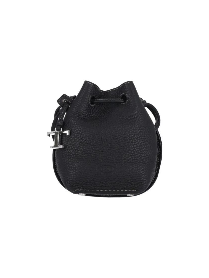 Tod's Bucket bags - Micro Bucket Bag In Textured Black Leather in zwart