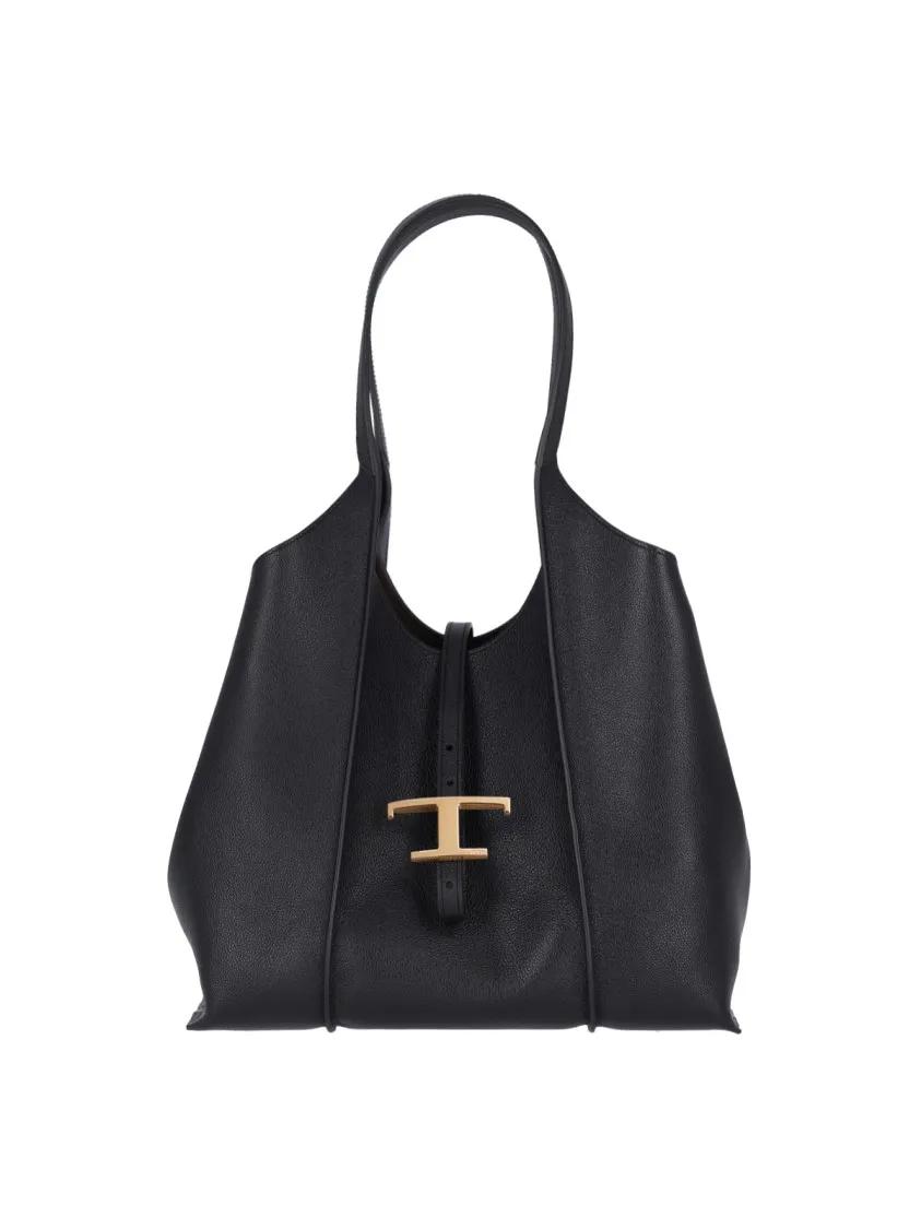 Tod's Shoppers & Totes - "T Timeless" Small Tote Bag Black in zwart