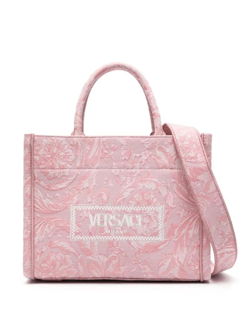 Versace Crossbody bags - Light Pink Barocco Jacquard Canvas Bag in roze