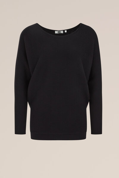 WE Fashion - Dames Trui met structuur - Regular fit - Zwart - Viscose - Maat: XS