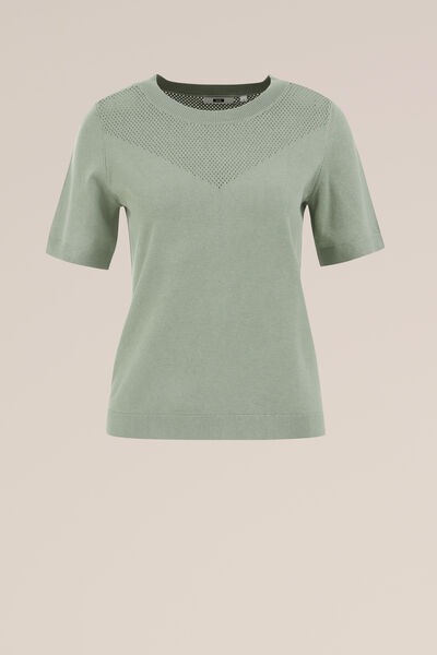 WE Fashion - Dames gebreide trui met opengewerkt dessin - Regular fit - Lichtgroen - LENZING™ ECOVERO™ viscose - Maat: XS