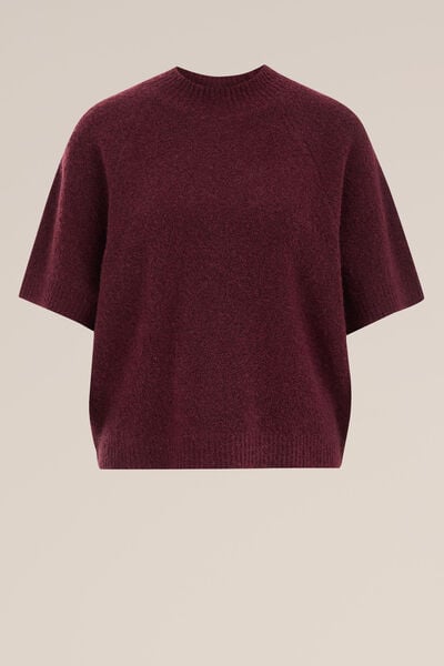 WE Fashion - Dames gebreide trui met structuur - Oversized - Bordeauxrood - Maat: XS