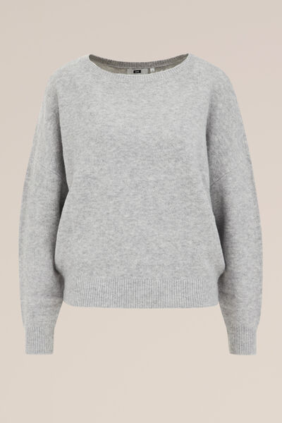 WE Fashion - Dames oversized trui - Oversized - Lichtgrijs gemeleerd - Maat: XS