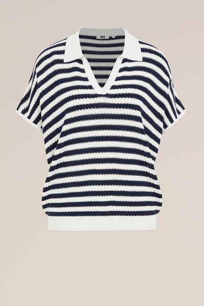 WE Fashion - Dames trui met opengewerkt dessin - Regular fit - Marineblauw - Viscose - Maat: XS