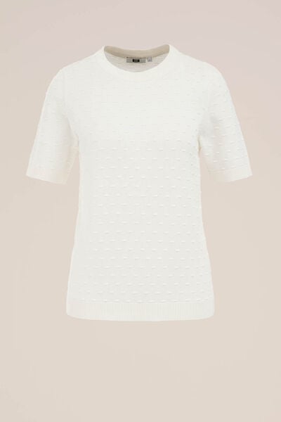 WE Fashion - Dames trui met structuur - Regular fit - Gebroken wit - Biologisch katoen - Maat: XS