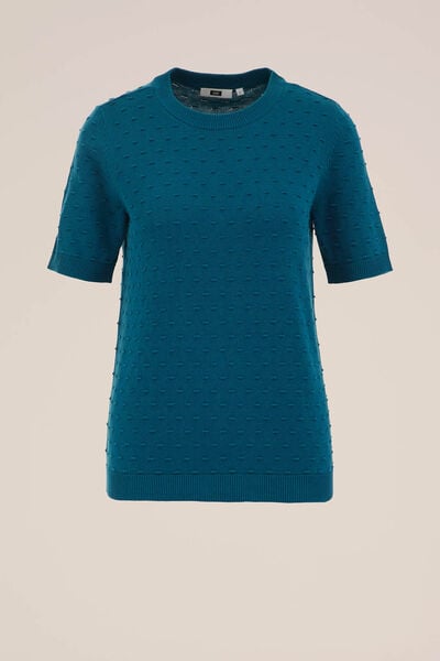 WE Fashion - Dames trui met structuur - Regular fit - Zeegroen - Biologisch katoen - Maat: XS