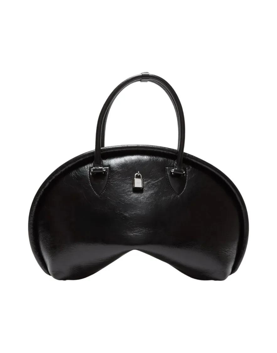 Acne Studios Crossbody bags - Black Leather Bowl-Shaped Handbag With Secure Clos in zwart