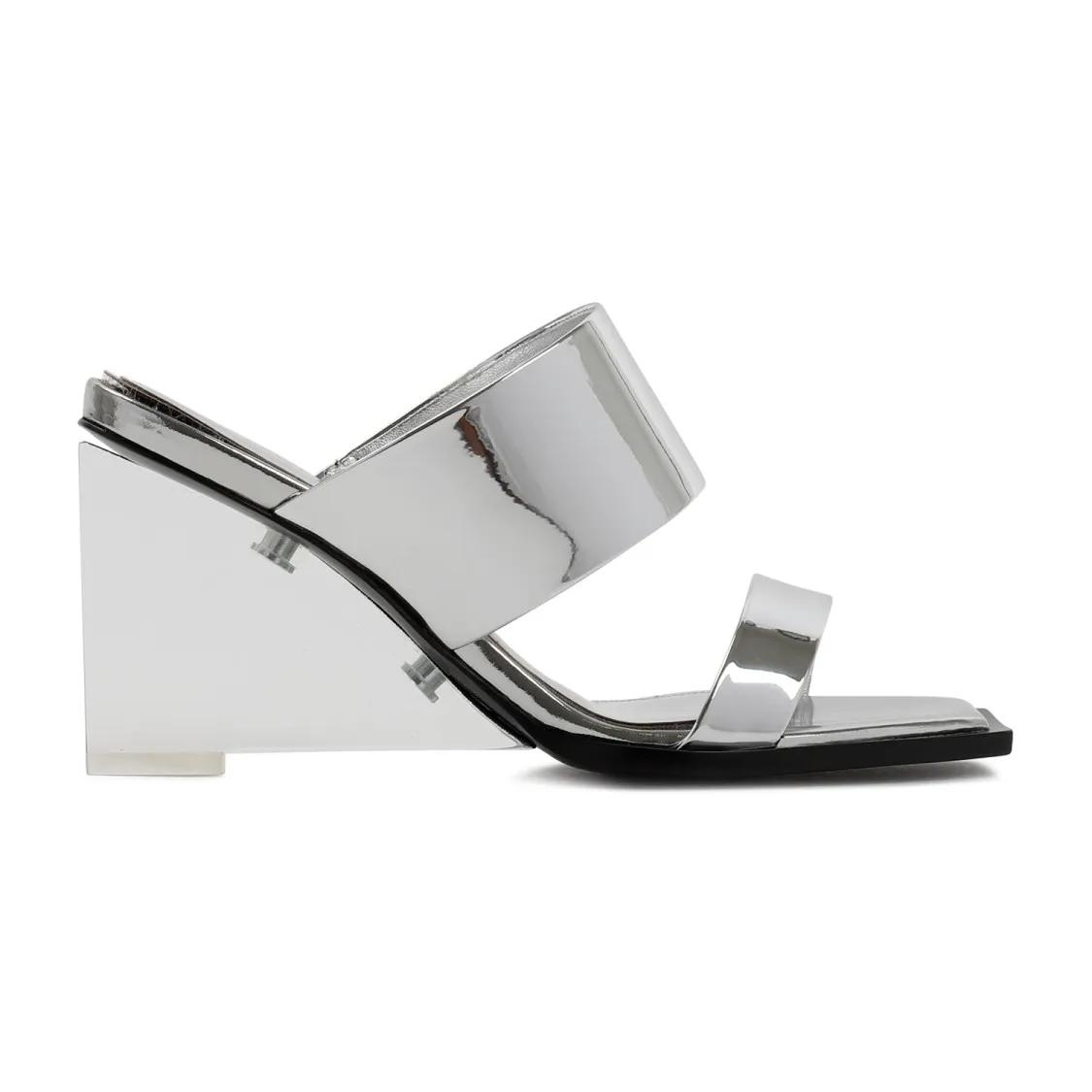 Alexander McQueen Sandalen - Silver Calf Leather Sandals in zilver