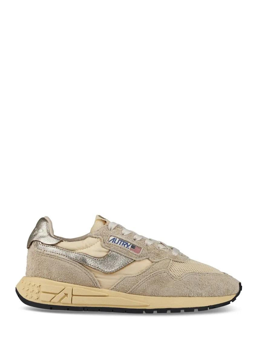 Autry Low-Top Sneakers - Neutrals Textured Suede And Mesh Sneakers in beige