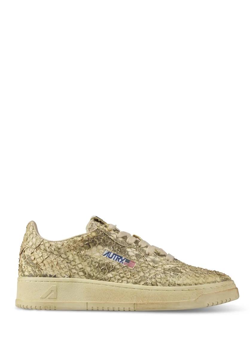 Autry Low-Top Sneakers - Textured Low-Top Sneakers With Vintage Appeal in beige