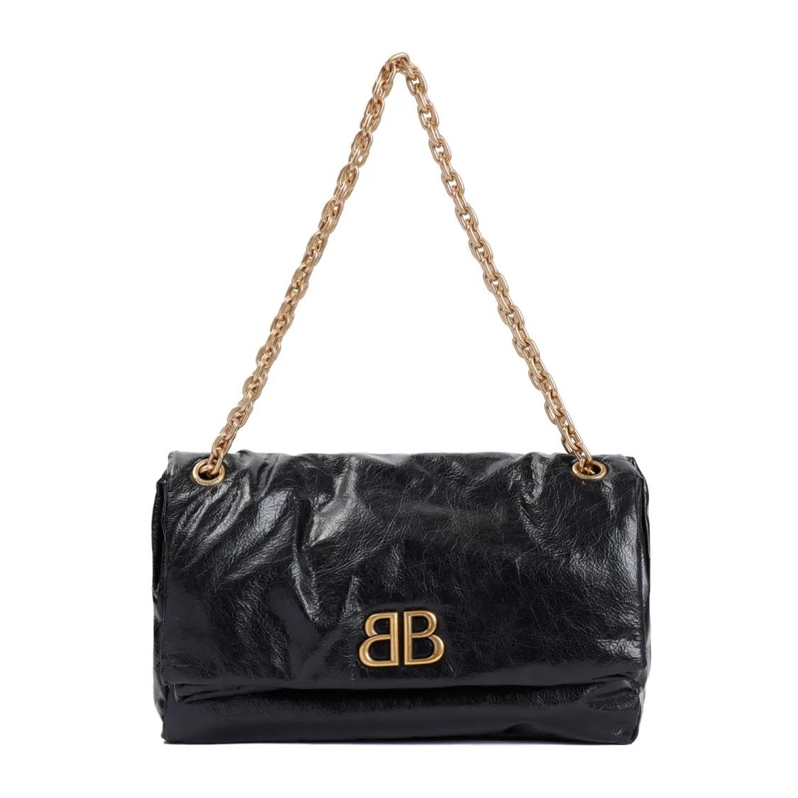 Balenciaga Hobo bags - Monaco Chain Black Calf Leather Bag in zwart