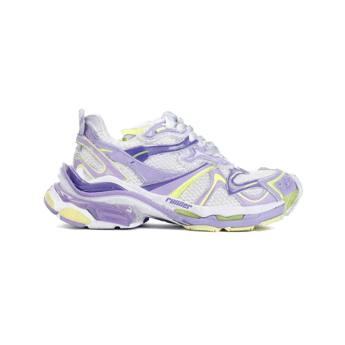 Balenciaga Low-Top Sneakers - Runner 2 Lilac Yellow Polyurethane Sneakers in wit
