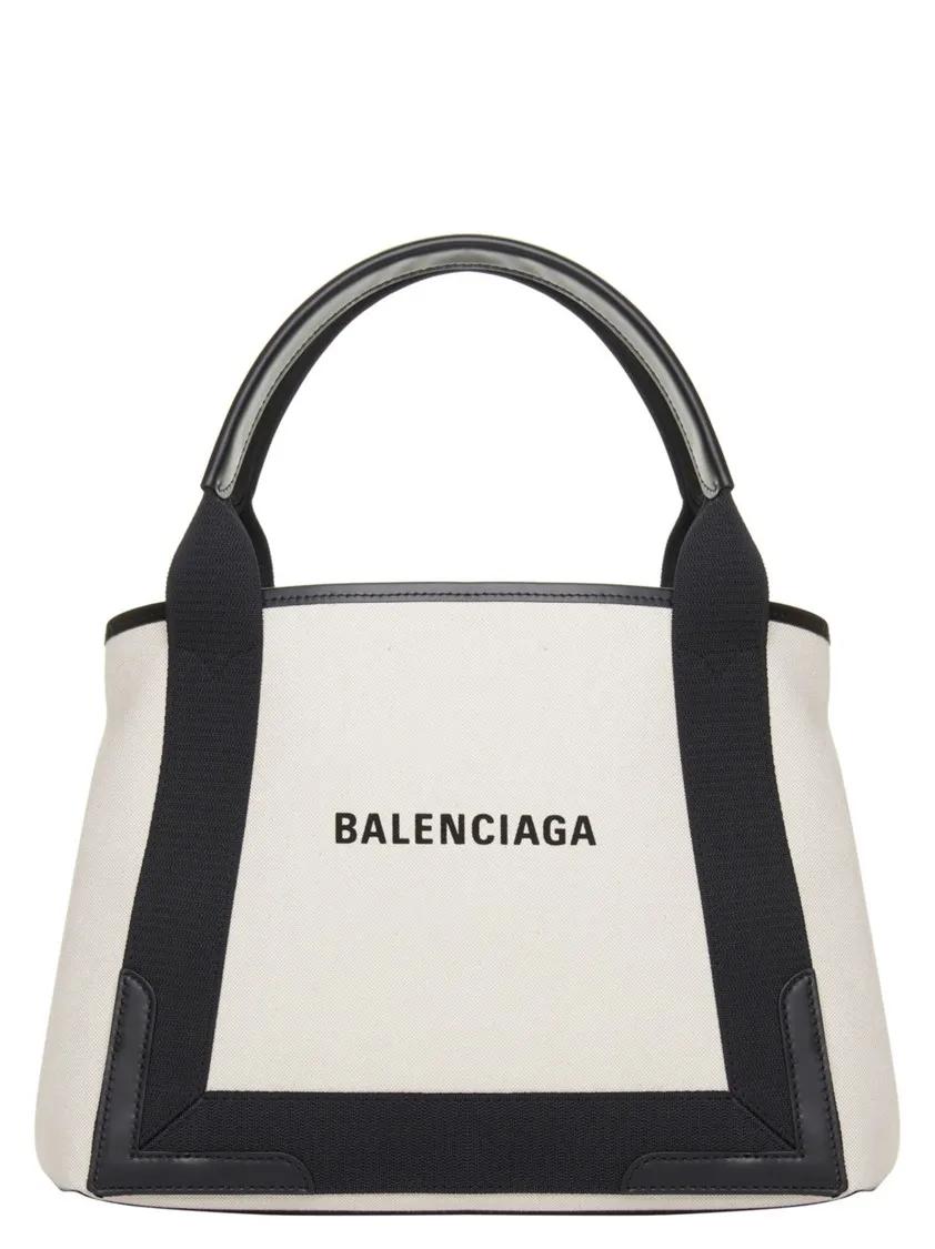 Balenciaga Shoppers & Totes - 'Navy Cabas' Small Shopping Bag in beige