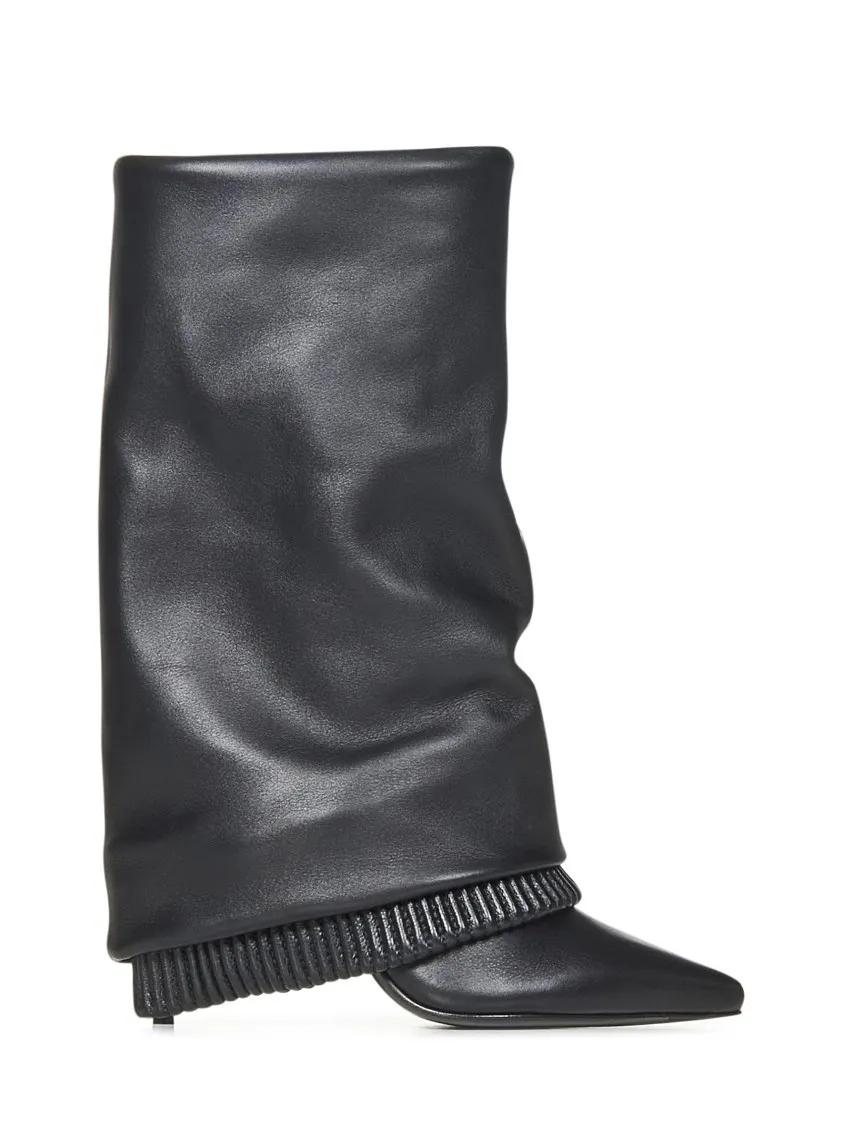 Balmain Boots - Sculptural Black Lambskin Ankle Boots With Gaiter in zwart