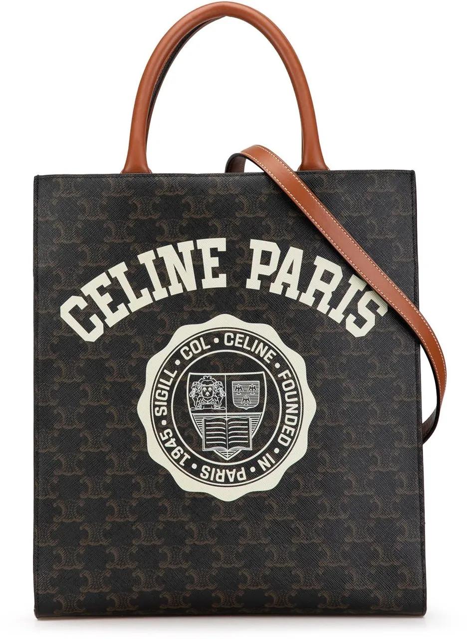 Celine Hobo bags - 2020 Small Triomphe Coated Canvas Paris Print Vert in bruin