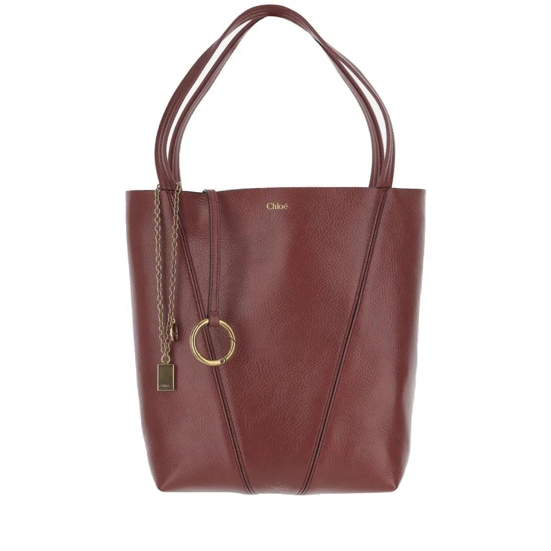 Chloé Shoppers & Totes - Garnet Leather Spin Tote Bag in rood