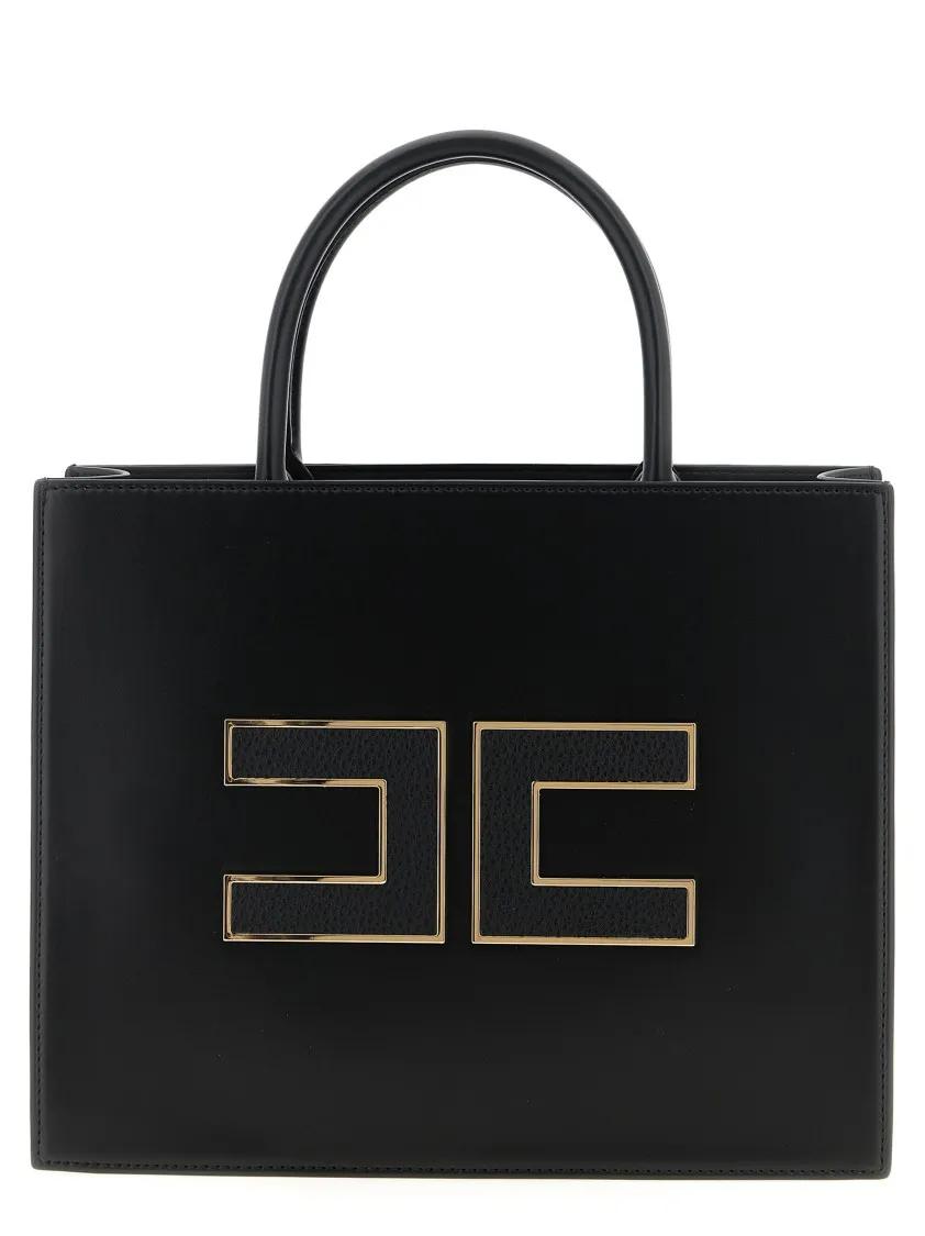 Elisabetta Franchi Shoppers & Totes - Large Logo Shopping Bag in zwart