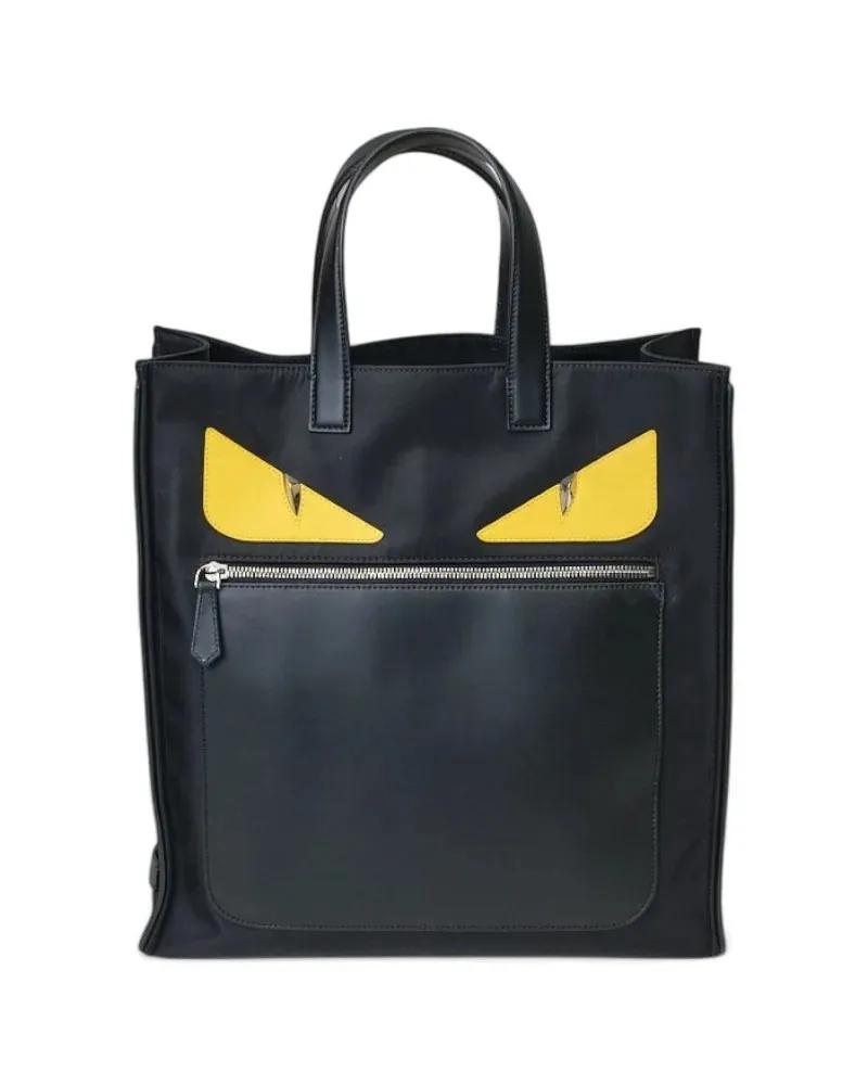 Fendi Shoppers & Totes - Monster Eyes Vertical Shopper Black in zwart