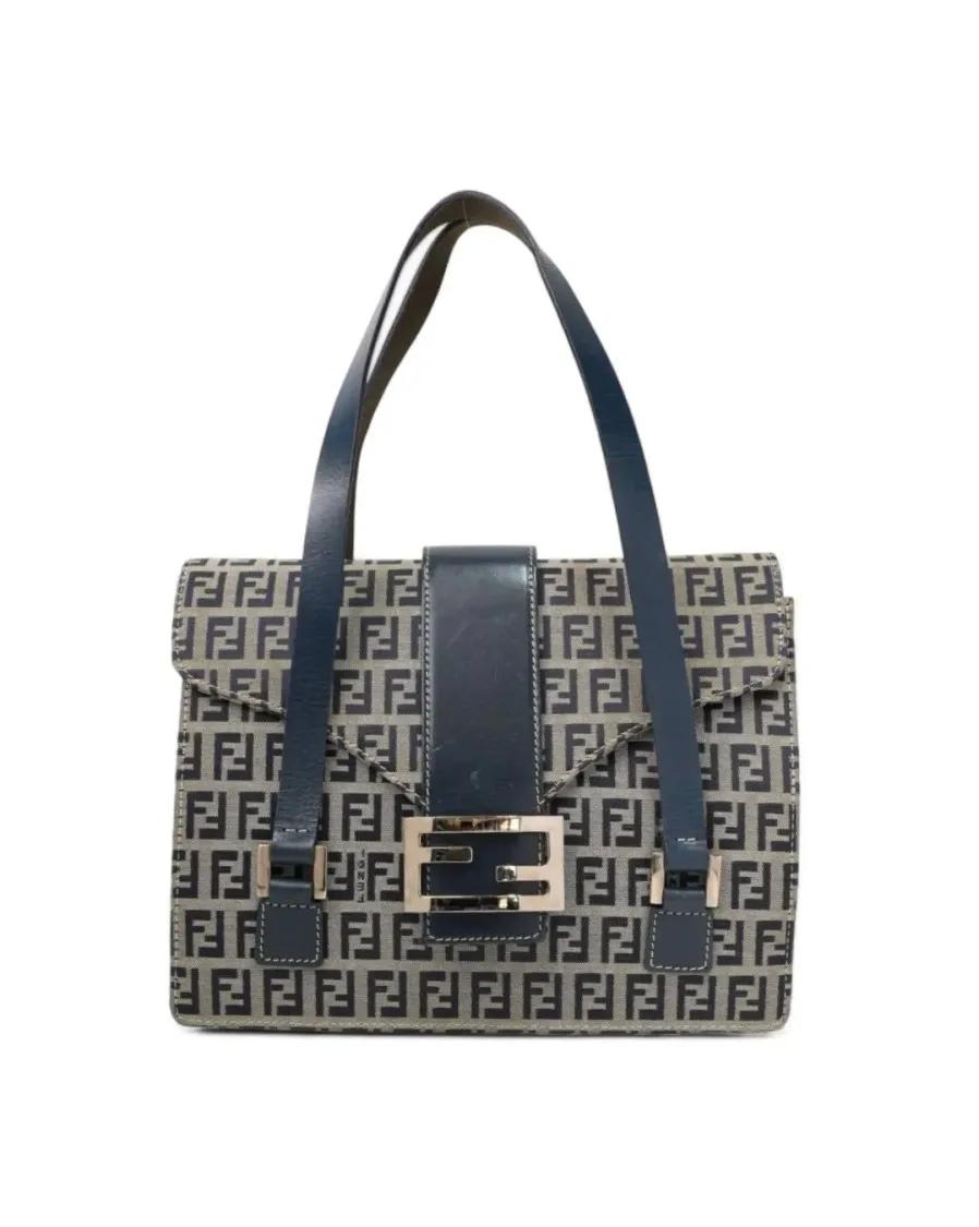 Fendi Shoppers & Totes - Shopper Square Small Ff Logomania Blue in blauw