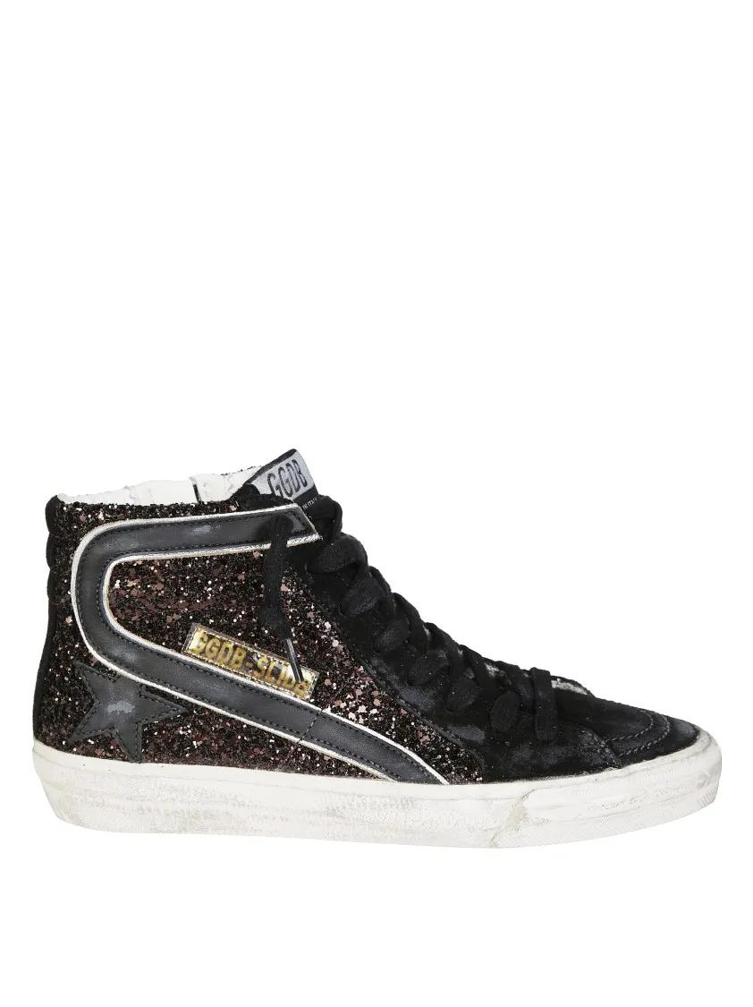 Golden Goose Low-Top Sneakers - High-Top Sneakers With Glitter Upper in bruin