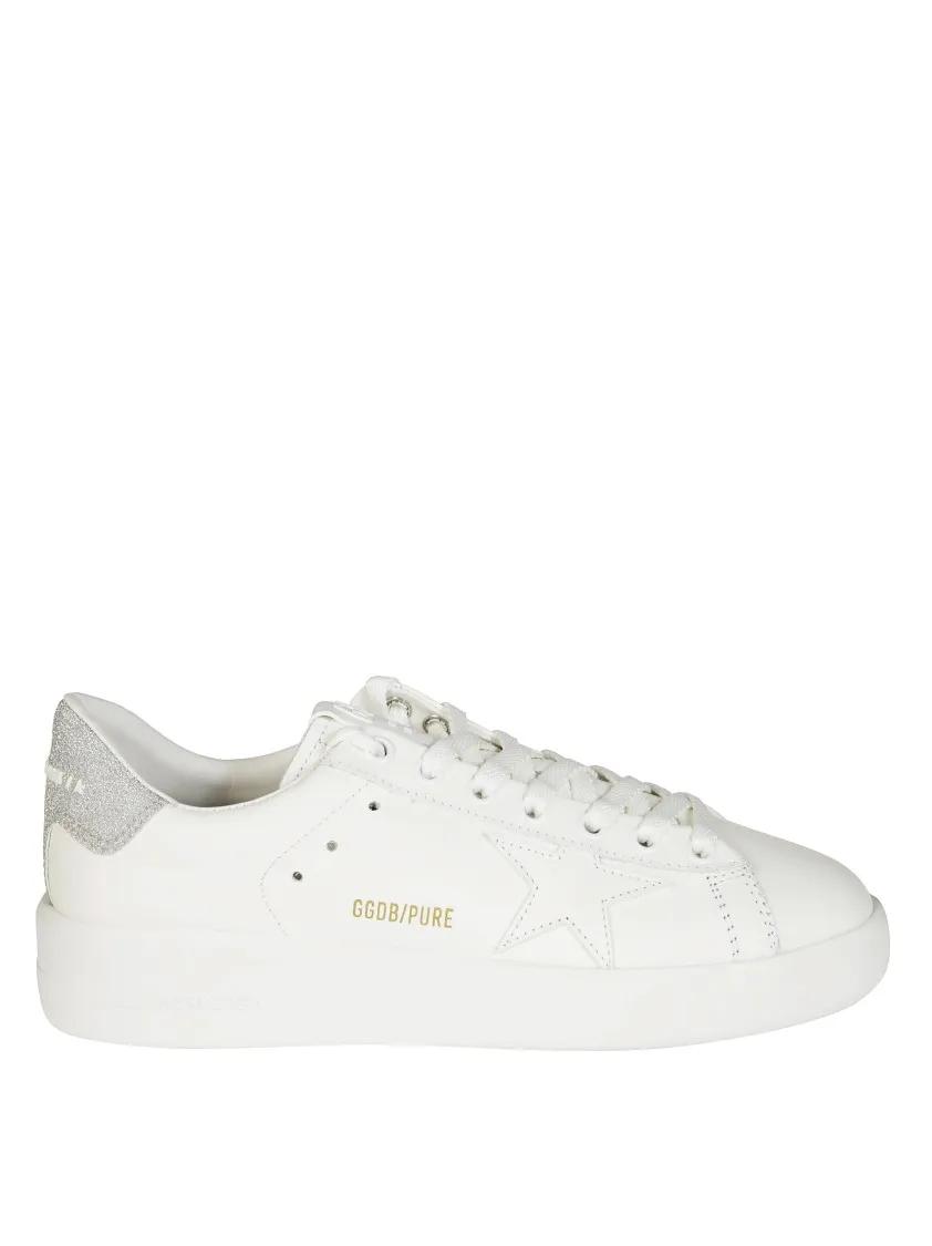 Golden Goose Low-Top Sneakers - Pure Star Upper Glitter White Leather Sneakers in wit