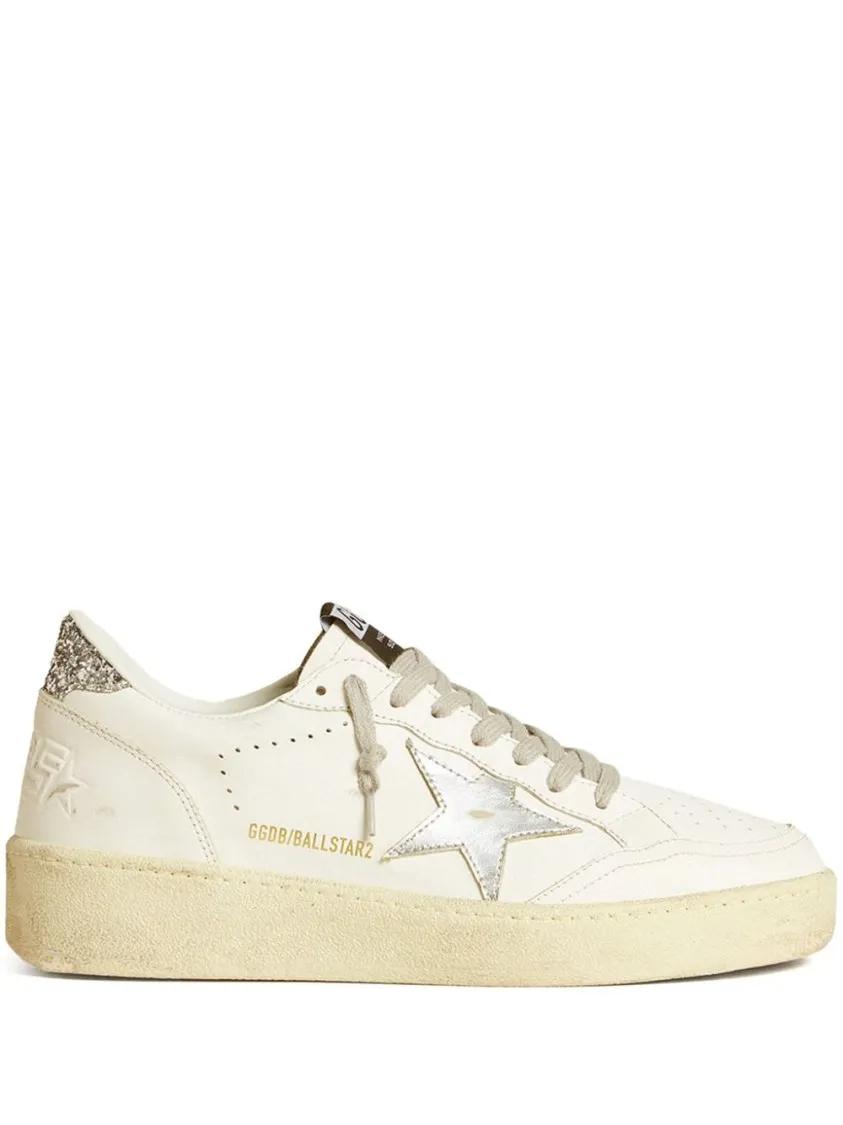 Golden Goose Low-Top Sneakers - White/Silver-Tone Ball Star 2 Sneakers in wit