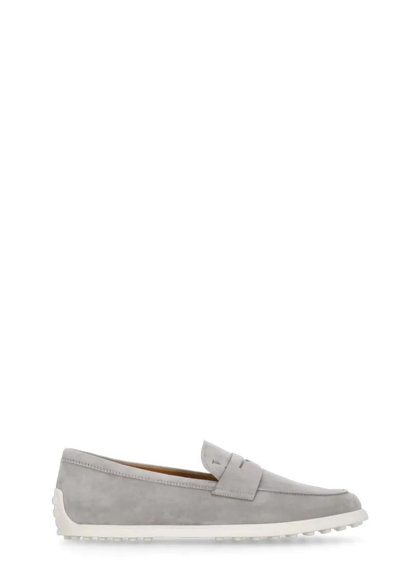 - Grey Suede Leather Loafers in grijs