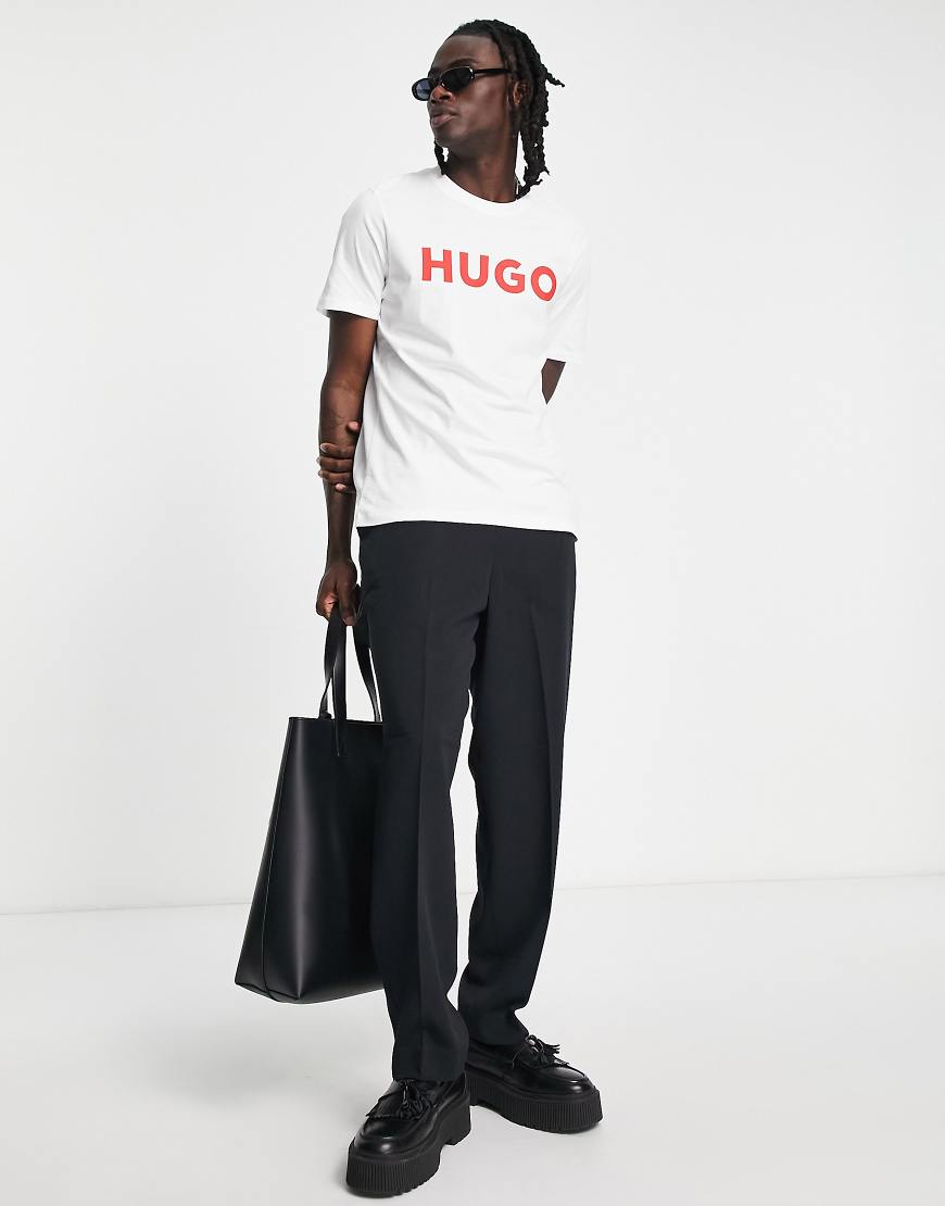 HUGO - Dulivio - T-Shirt in Weiß mit rotem Logo