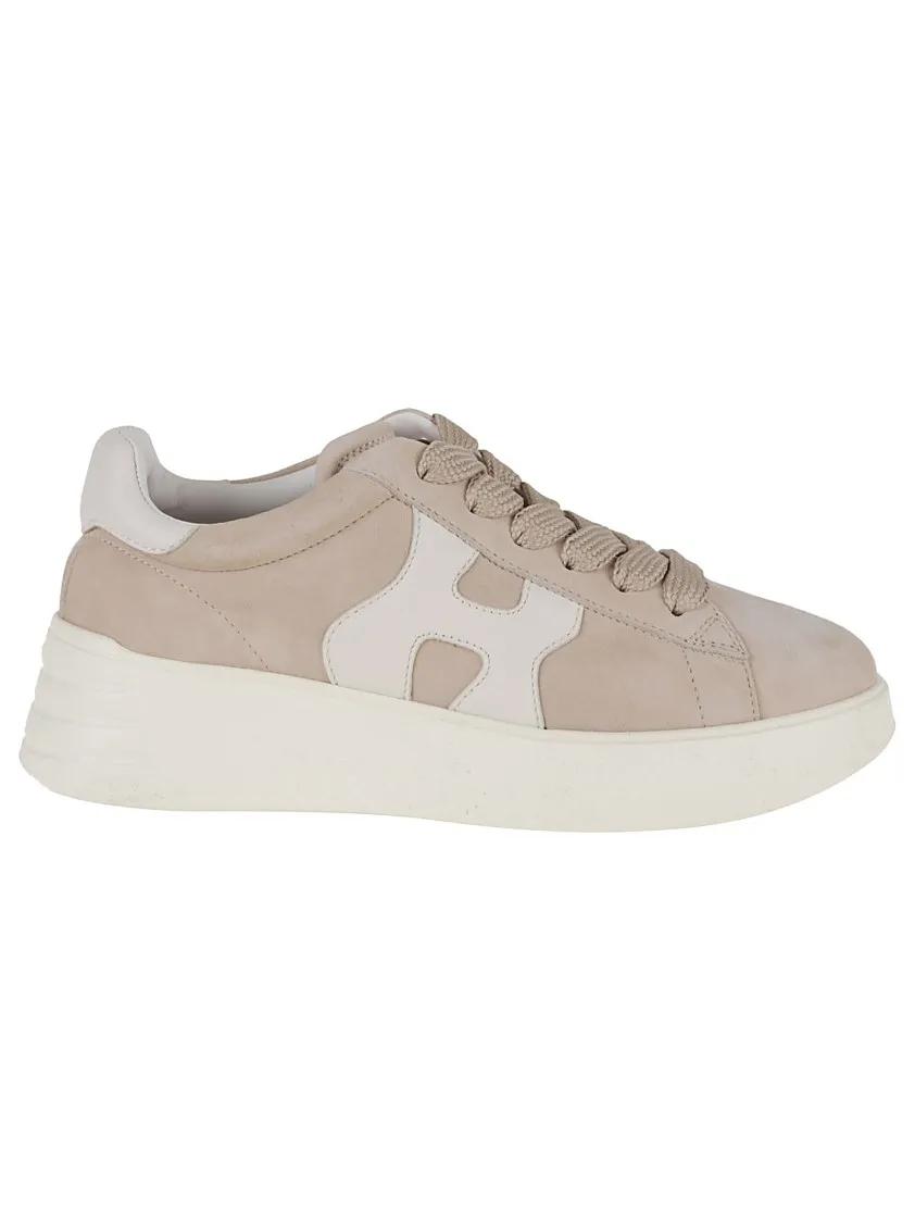 Hogan Low-Top Sneakers - Suede Upper Sneakers With Nappa Leather Detailing in beige