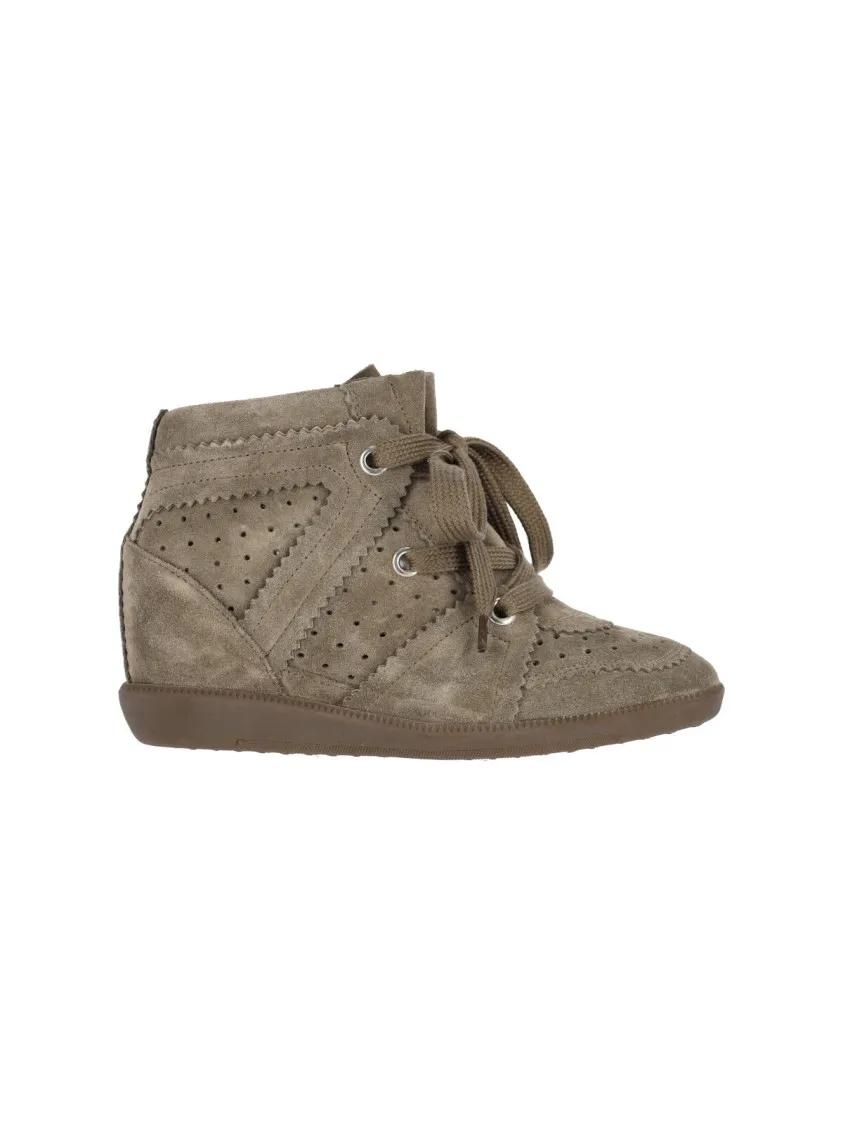 Isabel Marant Low-Top Sneakers - "Bobbie" Wedge Sneakers Taupe in bruin
