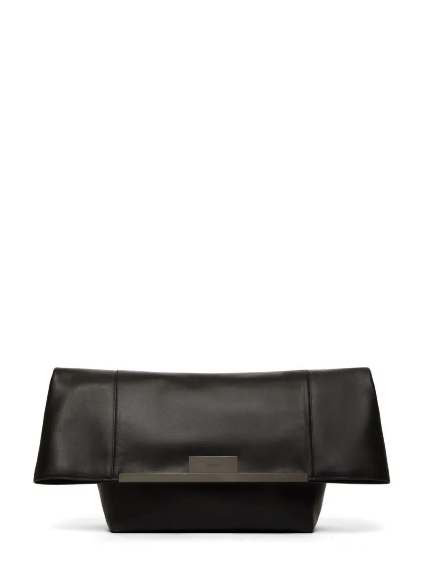 Max Mara Hobo bags - Structured Black Leather Bag With Detachable Strap in zwart