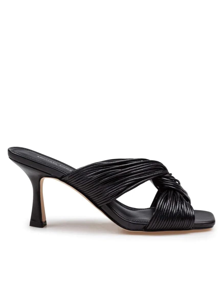 Michael Kors Slippers & Mules - Black Leather Mules With Twisted Strap Detail in zwart