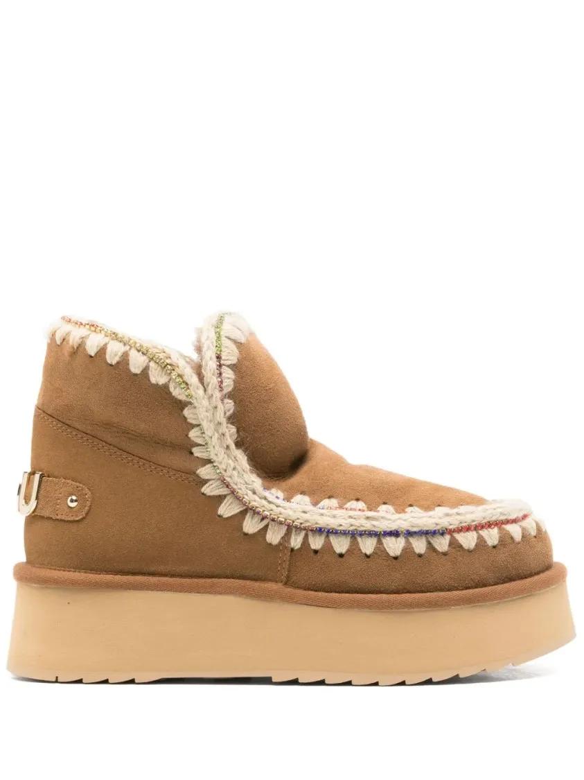 Mou Boots - Eskimo 18 Platform Rhinestones in bruin