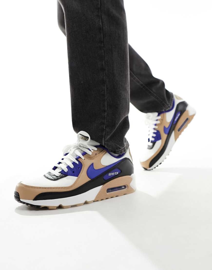 Nike - Air Max 90 GORE-TEX - Sneaker in Weiß, Beige und Blau
